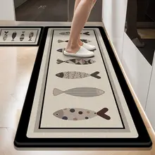 キッチンマット 滑り止め 防油 吸水 水洗い不要 拭くだけ お手入れ簡単 足元