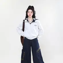 AONW ストライプデザイン フード付きカーディガン【秋冬用・チェック柄・ゆったりタイプ】