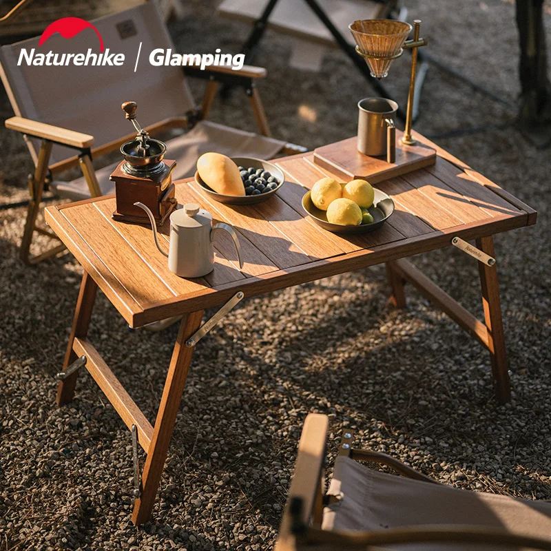 Naturehike アウトドア用折りたたみテーブル【高級木製・BBQ・ピクニック用・携帯便利】