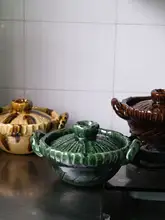 全釉仕上げの土鍋【煲汤・炒め用・和風デザイン】