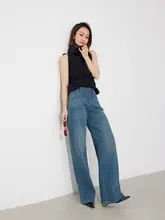 RUGOSAM ハイウエストデニムパンツ【レトロデザイン・ワイドレッグ・古着風】
