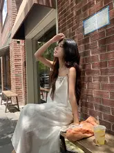 気品ある吊りストラップワンピース【新中式・水墨風プリント・中長丈】