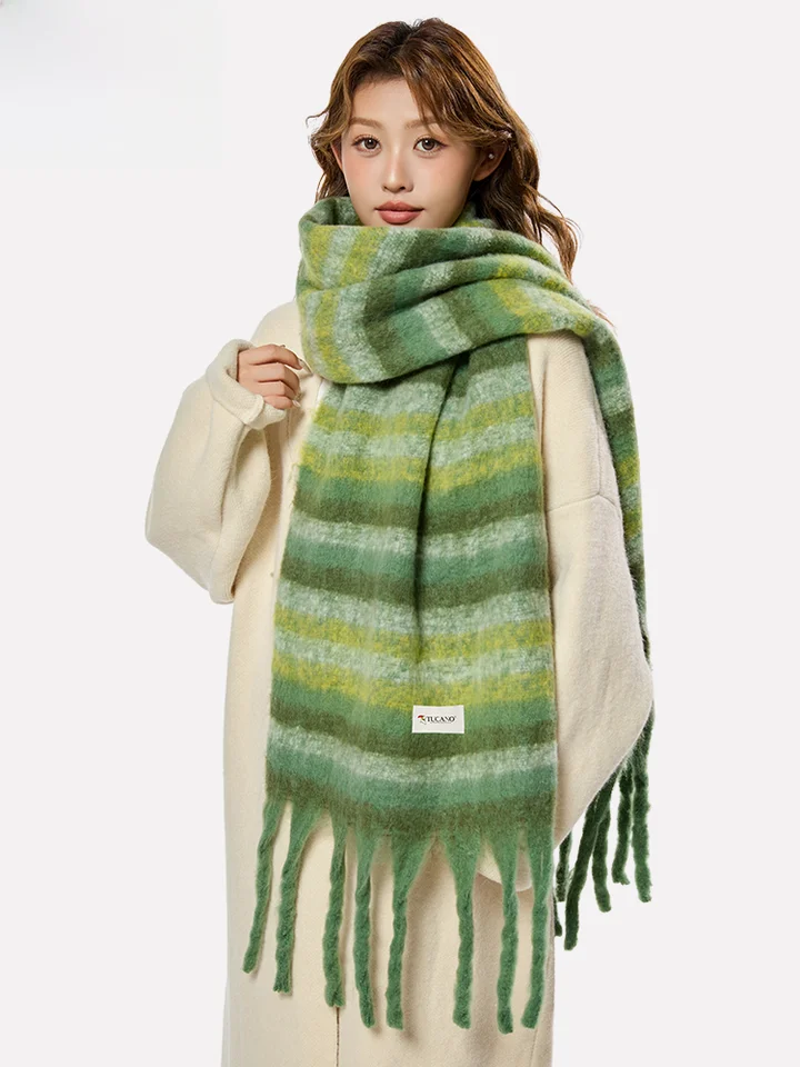 秋冬用レディースブラウンスカーフ【極上の柔らかさ・保温性・厚手】