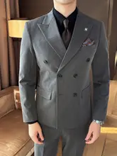メンズ ダブルブレストスーツセット【ビジネス・カジュアル・結婚式用・高級3点セット】