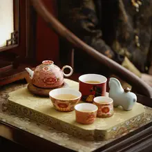 故宮風 エナメル装飾 蓮華デザイン花瓶兼茶器【リビング・玄関用・贈り物に最適】