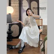 松果パーティー ふわふわニットカーディガン【刺繍リス・フリル付き・レイヤードスタイル】