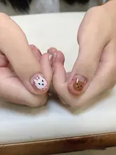 水彩小熊ネイルアート【ハンドペイント・夏用・ショートデザイン】