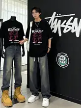 アメリカンスタイルのコットン半袖Tシャツ【カジュアルファッション・男性用】（セットアップ対応）