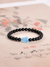 黒曜石の天然石ブレスレット【海蓝宝・黒水晶・アゲート・トルマリンストーン】