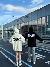 デザイン性のあるカップルフード付きスウェットシャツ【秋冬用・裏起毛・トレンド感満載・個性的】（セットアップ対応）