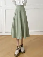 春用 ハイウエスト Aラインスカート【ミディ丈・ビジネス・ティアードデザイン】