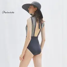 FALVLITE ヴィンテージ千鳥格子 ワンピース水着【背中開き・体型カバー・リゾート用】