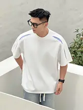 Tシャツ メンズ 半袖 ストライプ パッチワーク デザイン きれいめ 着回し 夏