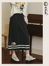 猫デザインのニットスカート【冬用・シンプル・細見え効果】
