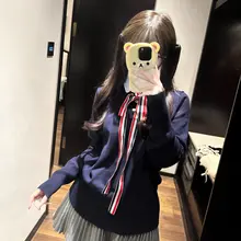 トレンドのバイカラー ニットセーター【秋用・英倫風】