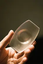 手作り陶器の銀釉杯托【方形デザイン・茶道用】