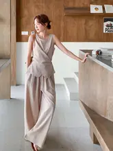 レトロ風カーディガン【ノースリーブ・ワイドパンツ・スタイル】（セットアップ対応）