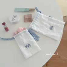 二重構造の小型収納袋【トラベル用・コスメ・お小物収納・巾着タイプ】