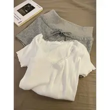パジャマ ルームウェア 2点セット レディース 大きいサイズ フレンチ風 レース クルーネック 半袖 Tシャツ ショートパンツ 夏