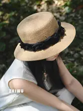 エレガントな平頂草帽【夏用・日除け・リゾートスタイル】