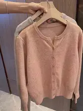 秋用薄手ウールニットカーディガン【ラウンドネック・ゆったりショート丈・軽量】