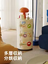 可愛いデザインの円形プラスチック製ナイトスタンド【お菓子収納・ソファ脇・寝室用】