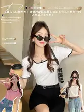 夏用 フレンチスタイル方襟トップス【ワイドデザイン・ショートスリーブ・女性用】