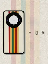 カラフルなストライプのスマートフォンケース【腕 strap付き・Huawei Mate80対応・高級感あるデザイン】