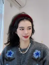 高級感のあるシンプルなベルベット製ヘアバンド【黒・ワインレッド・高いデザイン】