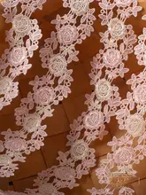 幅広のピンクポリエステル刺繍レース【DIY手芸用・アパレルデコレーション】