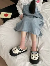 細いストライプのカラフルな夏用サンダル【かわいい大きな目・穴あきデザイン】