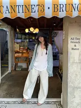 シンプルデザインのストライプワイドパンツ【気持ちよく快適・フィット・女性用】