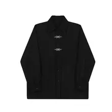 SUNYVONNE クラシックデザイン メタルボタン付き 長袖シャツ【ダブルカラー・レイヤードスタイル】