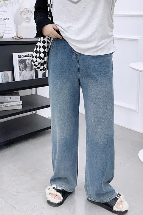 デニムパンツ 大きいサイズ スリム 直筒 パンツ パイナップル模様 ゆったり ワイドパンツ