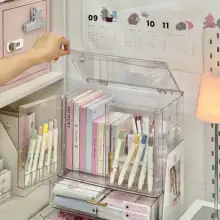 透明文具収納ボックス【大型・引き出し式・多機能ペン立て・デスクトップ用】