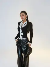 透け感のあるレイヤード長袖トップス【ヴィンテージスタイル・セクシー・エレガント】（セットアップ対応）