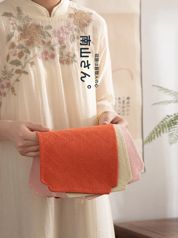 中式風茶道マット シュジンティーマット：麻混素材で乾燥茶台を完備するアクセサリー