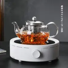耐熱ガラス製 花茶用ティーポットセット【ステンレスフィルター・透明・厚手】