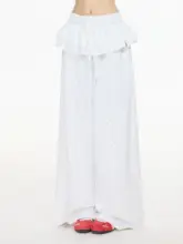 ゆったりとしたシルエットのシフォン風フレアパンツ【スタイル・夏用・長め】（セットアップ対応）