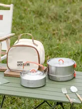 アウトドアキャンプ用調理器具【携帯式ステンレス製湯沸かしポット・煮る鍋】（セットアップ対応）