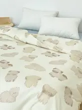 かわいいデザイン！小犬の全棉ベッドカバー【感・ふわふわ・シングル用】