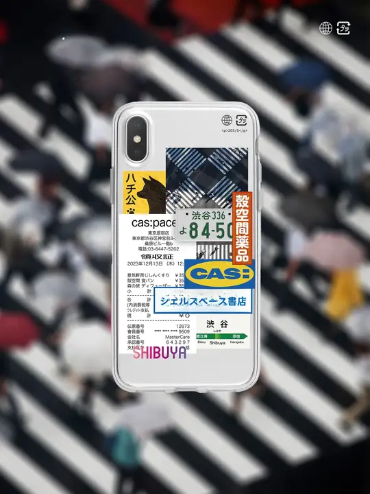 透明感あるデザインのiPhone用スマホケース【衝撃吸収・ユニークなコラージュ風】