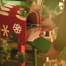 北欧風レトロ木製立てかけ型ポスト【クリスマス・インテリア装飾用】