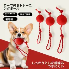 犬用おもちゃボール【耐噛性・散歩用・小型犬向け・ゴム製・歯磨き用・コード付き】