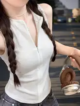 黒のハーフジッパーキャミソール【夏用・女性向け・おしゃれ】