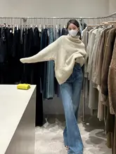 ハイウエストデザインのワイドレッグデニムパンツ【薄色・夏用・女性用・ストレート】（セットアップ対応  ）