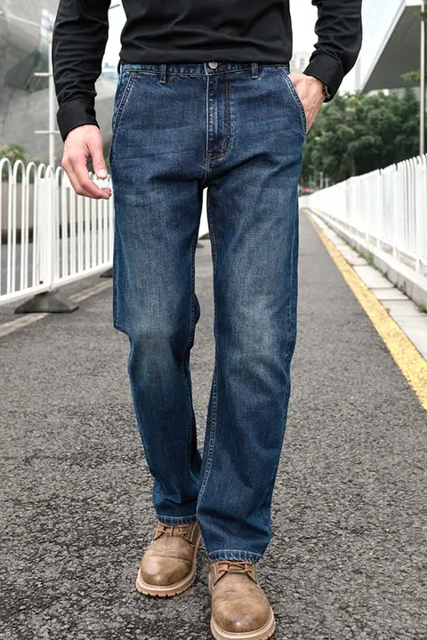デニムパンツ メンズ ストレッチ 大きいサイズ ゆったり ストレート ワイド カジュアル 秋冬