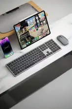 静音充電式ワイヤレスBluetoothキーボードとマウス【オフィス向け・タブレット対応】（セットアップ対応）