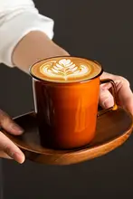 ハンドル付きガラスコーヒーカップ【耐熱・ホット/アイス両用・琥珀色】