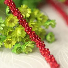 ガラスビーズのフリル管と粗糸の水晶アクリルDIY手作り素材【赤色】